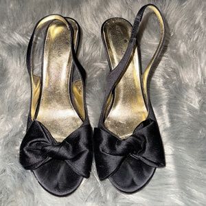 Black Kate Spade Satin Slingback